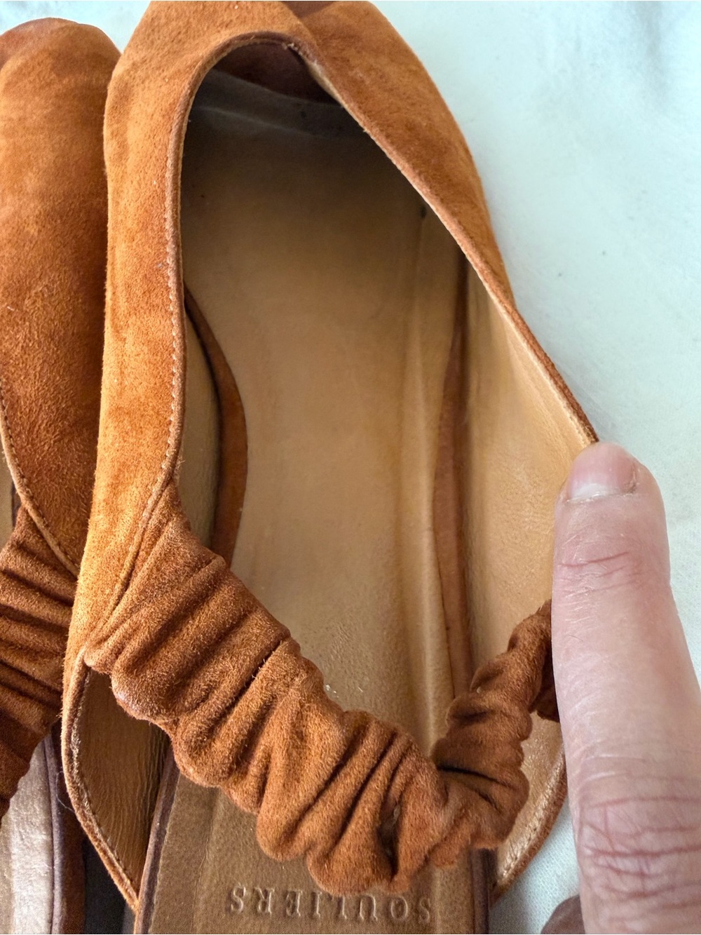 Sezane Brown Suede Peep-Toe Slingback Flat Mules Size 41 (US 10) Deep V Vamp - Picture 14 of 15